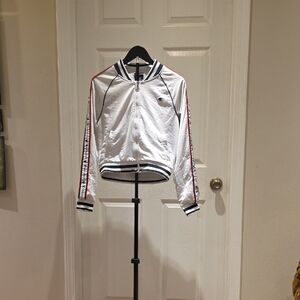 Champion White Track Jacket with Red and Navy Accents